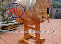 Thùng rượu gỗ sồi 50 Lít có chân trạm khắc 