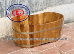 Bồn bầu dục không bo viền ( gỗ pơ mu) 04