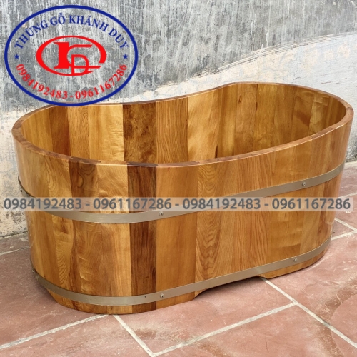 Bồn bầu dục không bo viền ( gỗ pơ mu) 04