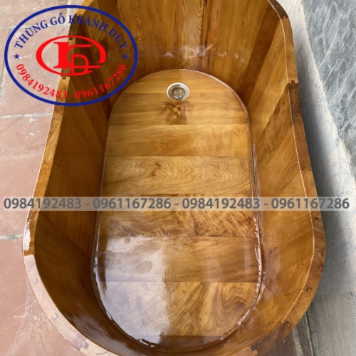 Bồn bầu dục không bo viền ( gỗ pơ mu) 01