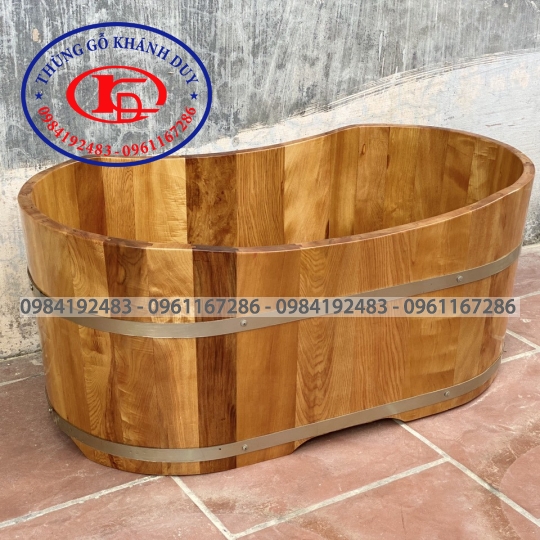 Bồn bầu dục không bo viền ( gỗ pơ mu) 04